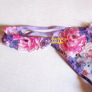 VICTORIA SECRET Dream Angels Embroidered V-String Panty S M Lilac Pink Bloom $34